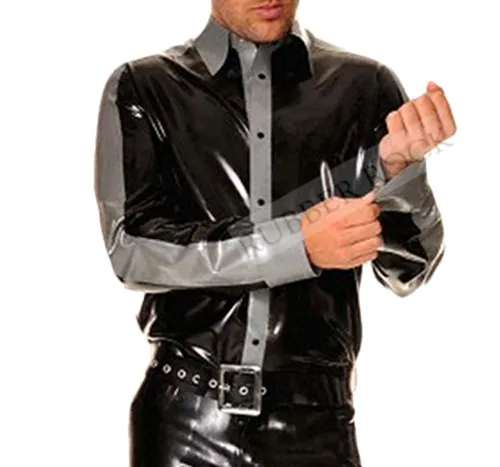 

Latex Jacket Suit Outfits Gentlemen Latex Wearing Shirt&Long Pants&Belt