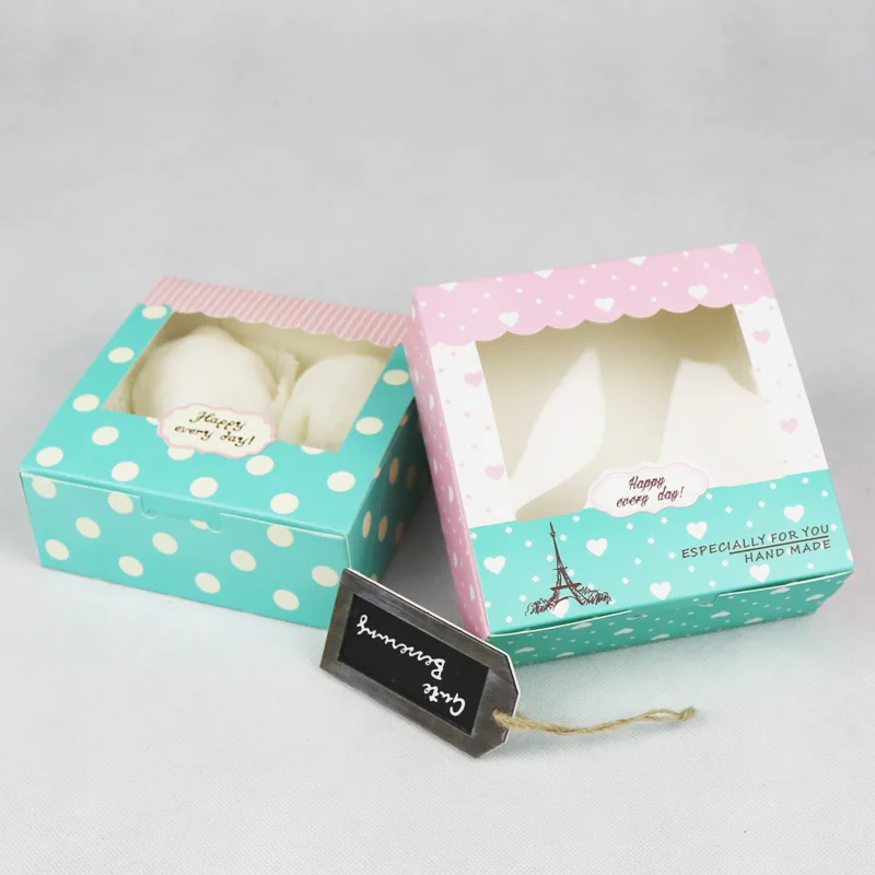 Коробка для десертного торта с прозрачным окном Винтажный дизайн в горошек