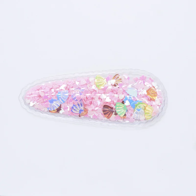 Pink Heart 6 шт. 80*32 мм прозрачные аппликации с Красочные Блестки жемчуг BB зажимы для DIY заколки для волос аксессуары ручной работы Ремесло Декор H26 - Цвет: Pink Heart