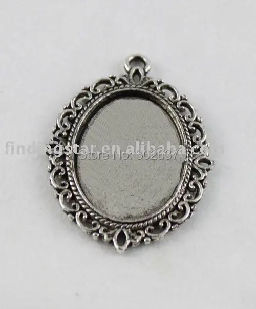 

FREE SHIPPING 50pcs Tibetan sivler glue on bail picture frame Cabochon Settings Pendant Trays oval charm A11665