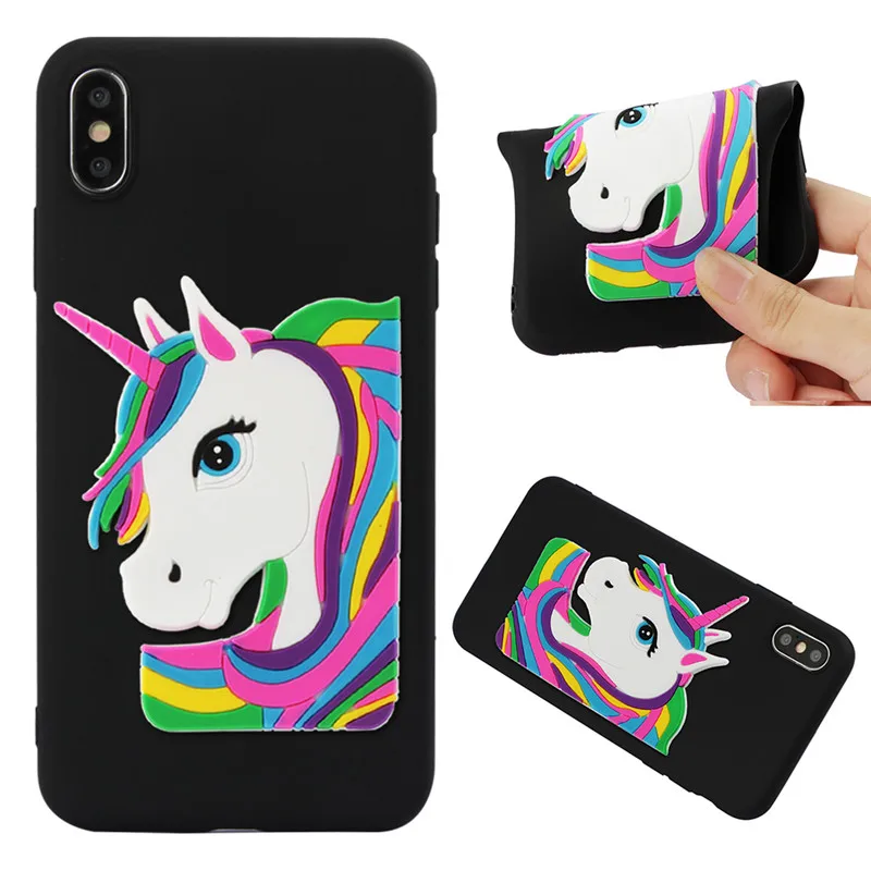 3D милый единорог мультфильм патч Телефон чехол для iphone 7 6 6s 8 plus карамельный цвет