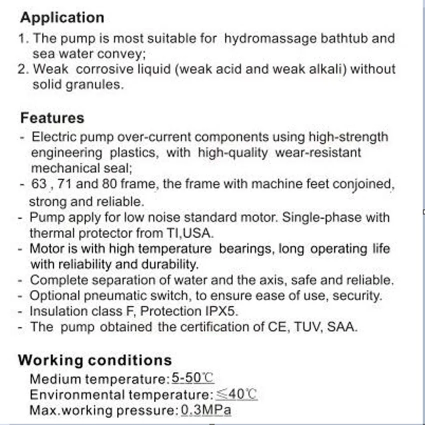 1 шт. JA75 циркуляционный насос гидромассажная Ванна спа труба для джакузи морской