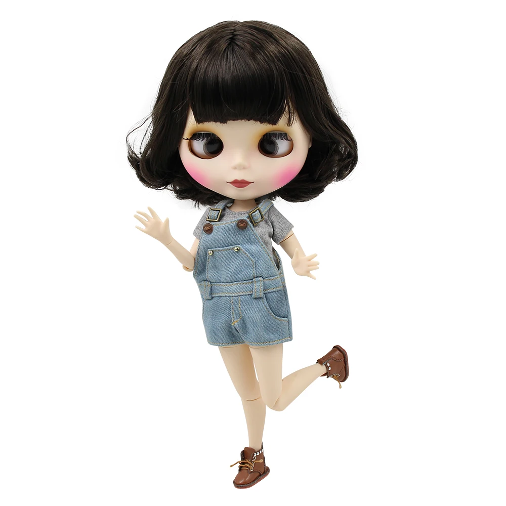 Blyth 1/6 голая кукла crosseyes черное мягкие короткие волосы из белой кожи