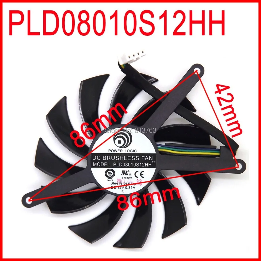 Бесщеточный вентилятор PLD08010S12HH DC, 12 В, 0,35 А, 75 мм, 86x86x42 мм, вентилятор для видеокарты MSI GTX 580 GTX 460 GTX560, 4 контакта