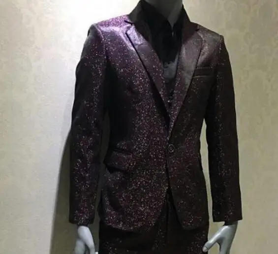 S-5XL Hot / Spring Men's New Fashion High-end bright silk suit DJ singer costume | Мужская одежда