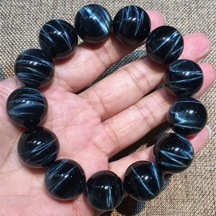 

14mm Natural Blue Tiger's Eye Bracelet Jewelry For Women Man Luck Gift Wealth Crystal Round Beads Stone Gemstone Strands AAAAA