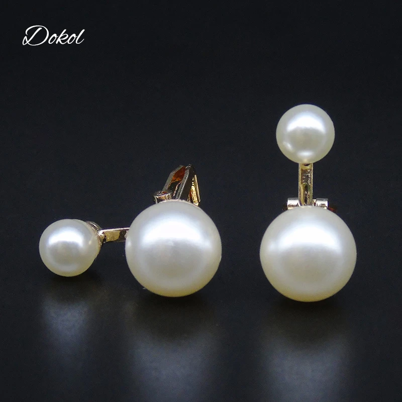 Двойные серьги с блеском и жемчугом DOKOL, золотистого цвета, застежка-клипса, для вечеринок, модные женские украшения bijoux femme DKE0024.