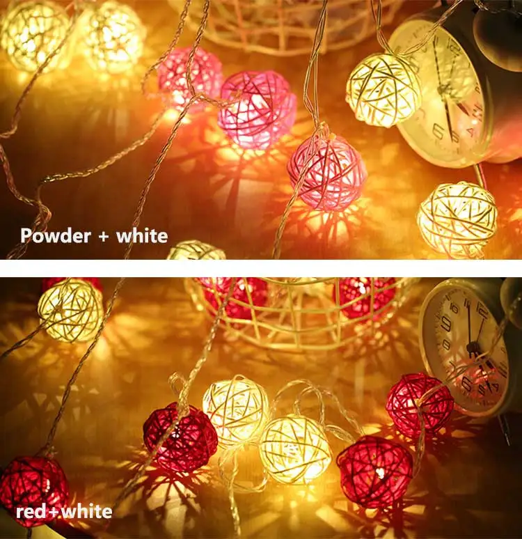 3M20 светодио дный LED s гирлянда Luminaria Ротанговые шарики Фея светодио дный светодиодная гирлянда на батарейках Рождественская вечеринка гирлянда свадебное украшение комнаты