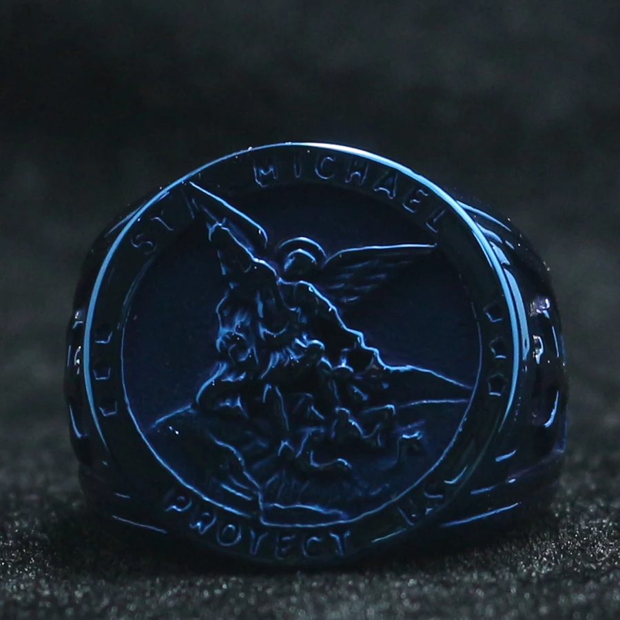 Новейшее мужское кольцо из нержавеющей стали 316L с крутым крестом Saint Michael Protect US