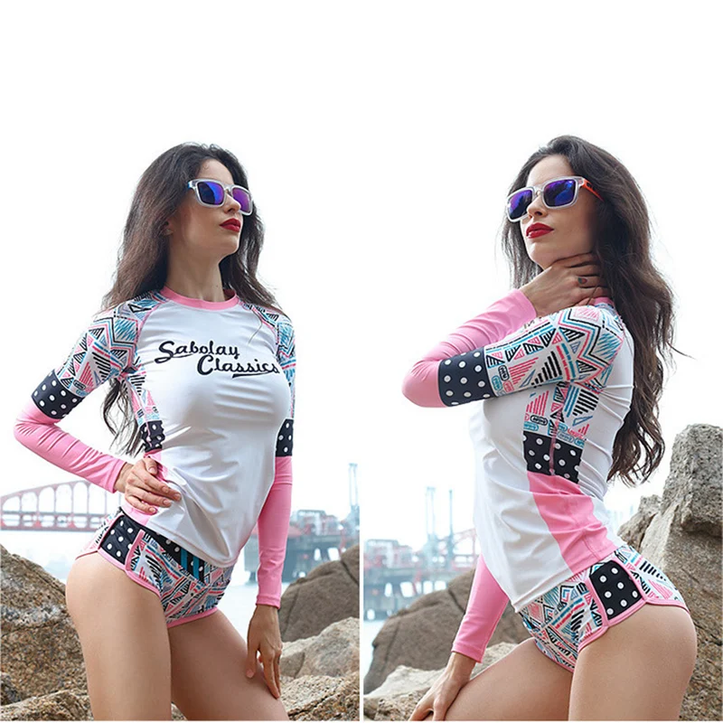 

SABOLAY women Rashguard shirts Surf quick-drying female beach clothes suit protect hurt by jellyfish sunshine Swimming Shirt