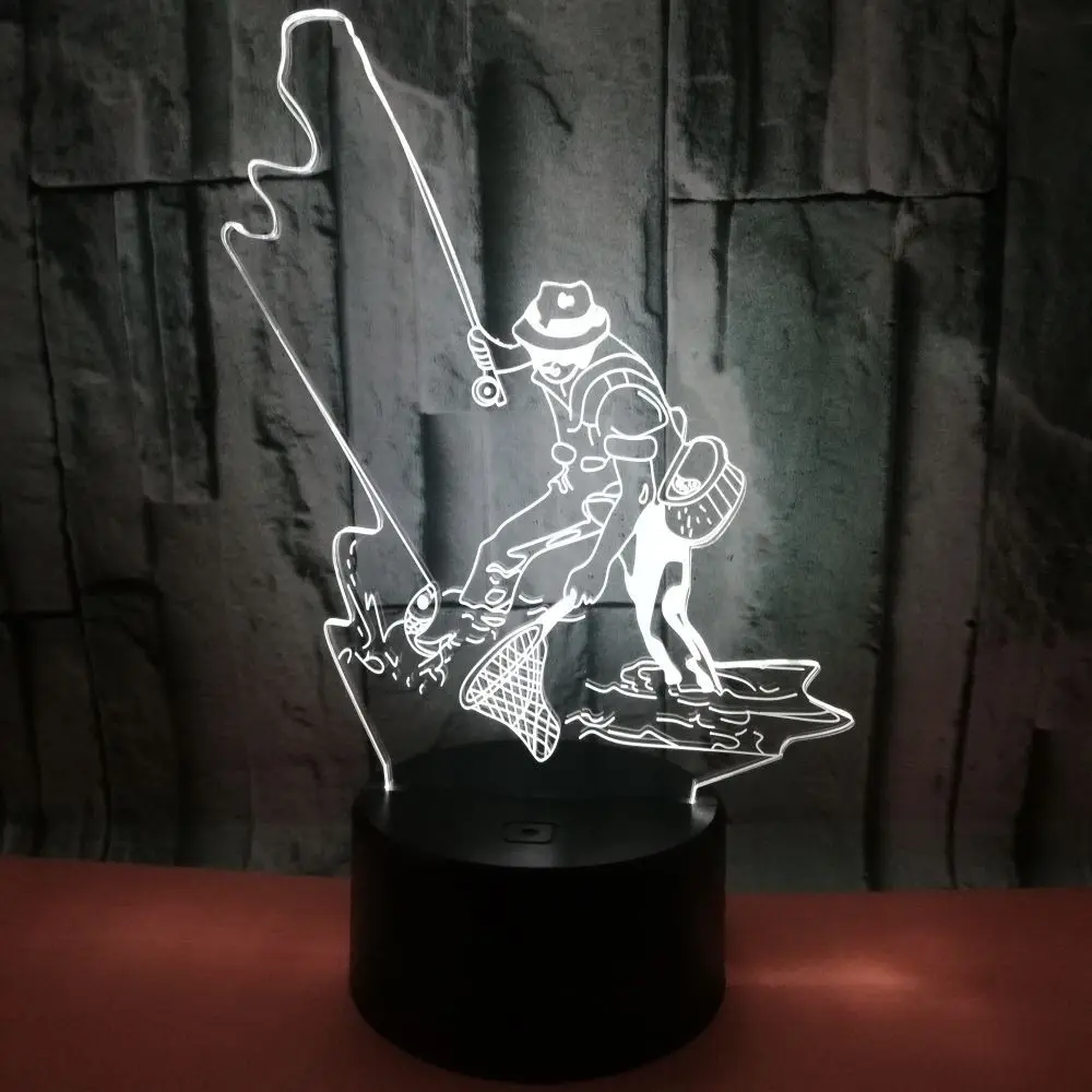 Новая рыбалка красочная сенсорная 3d лампа Акриловая Лампа Ночная настольная