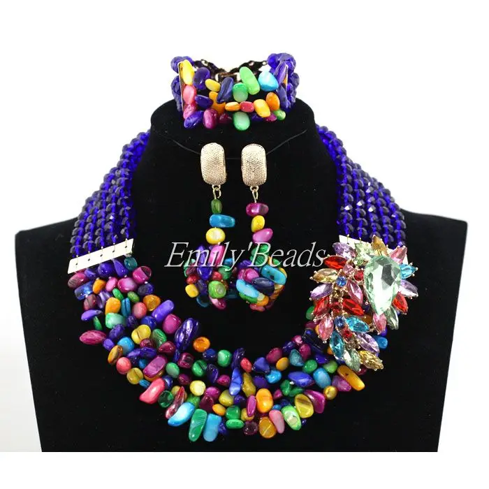 Комплект из колье браслета и сережек с разноцветными кристаллами | Украшения