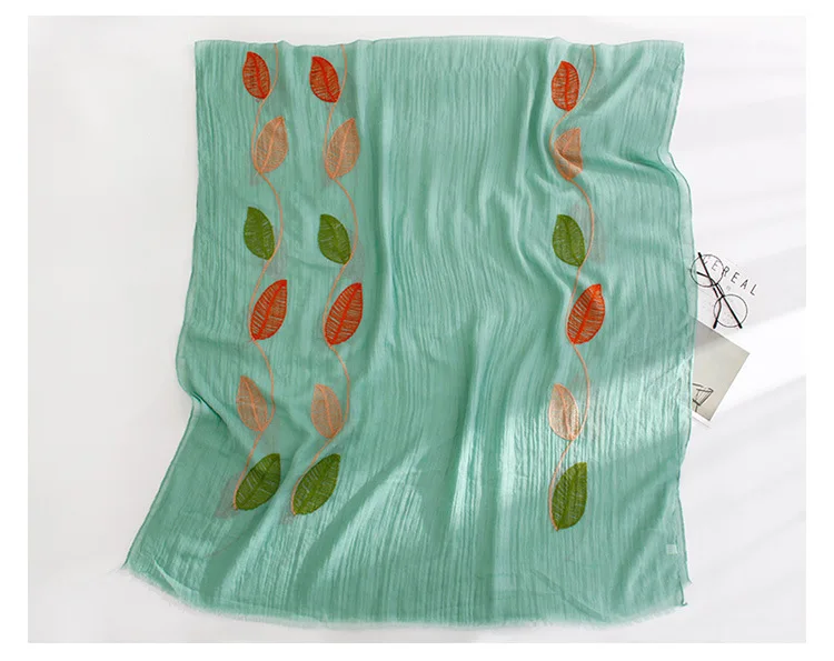 2017 Женский шарф с узором в виде листьев бахромой шали из хлопка и вискозы длинный