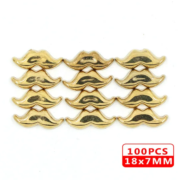 Moustache Gold 100 шт. заклепки для шитья золотые и серебристые заклепки CCB Пластиковые пирамиды усы Череп Форма шпильки панк кожа ремесла для одежды DIY - Цвет: Moustache Gold