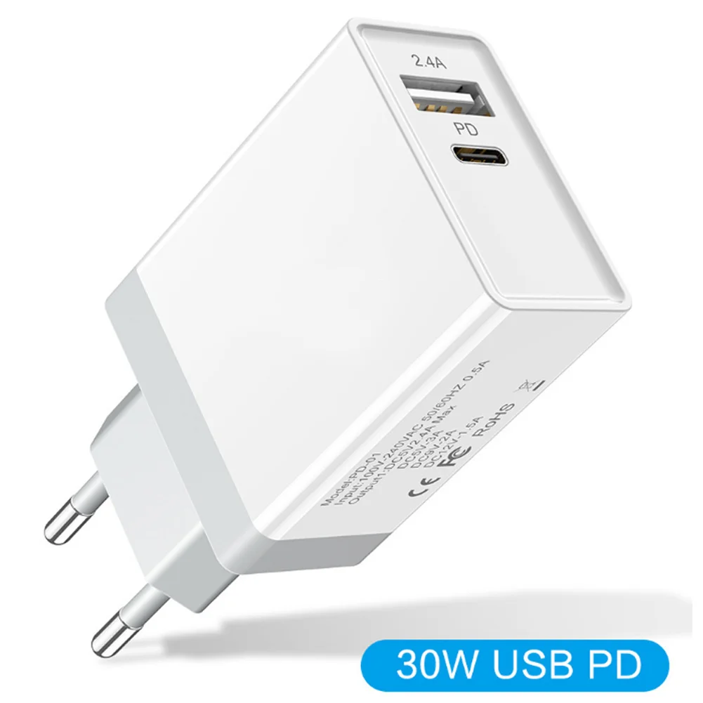 

PD USB Dual Charger Fast Charging 5V2.4A 18W Multi-protection Quick Charger NK-Shopping