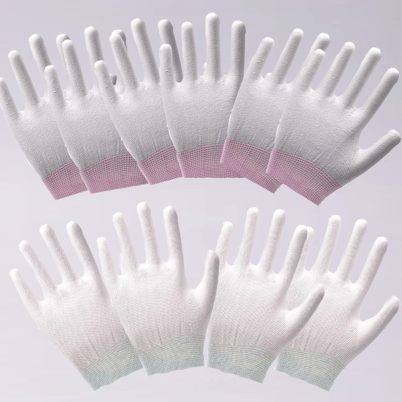 10 пар низкая цена зазор антистатические белые защитные перчатки нейлон ПУ с