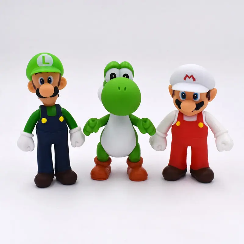 13 см 3 pz/Набор Super Mario Bros Луиджи Марио Йоши ПВХ фигурка Giocattoli di Trasporto Sh Аниме Фигурка