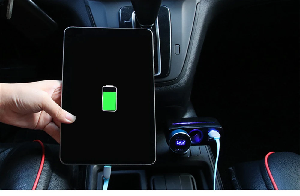 3.1A двойной USB адаптер для автомобильного прикуривателя с двумя точками автомобильное зарядное устройство 12 В черный белый автомобильный разветвитель питания 1918