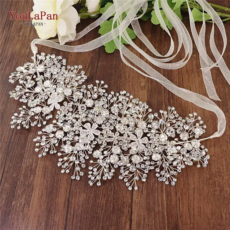Ivory organza YouLaPan SH240 свадебное платье пояс Стразы пояс серебро Стразы Свадебный Пояс свадебный цветок пояс для выпускного вечера - Цвет: Ivory organza
