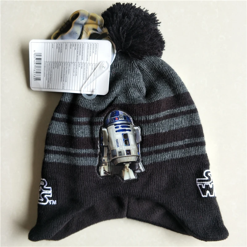 Вязаная шапка с изображением робота-штурмовика Дарта Вейдера R2D2, модная маска с героями мультфильмов, шапочки для взрослых и детей, зимняя теплая шапка с помпоном