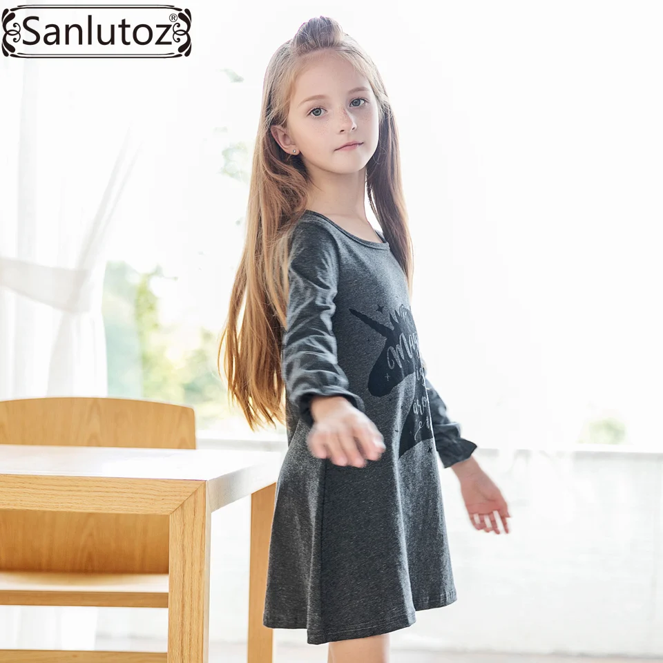 Sanlutoz/Детское платье для девочек; платье для девочек с героями мультфильмов; детская одежда с единорогом; зима г.; милый бренд для модного костюма на вечеринку