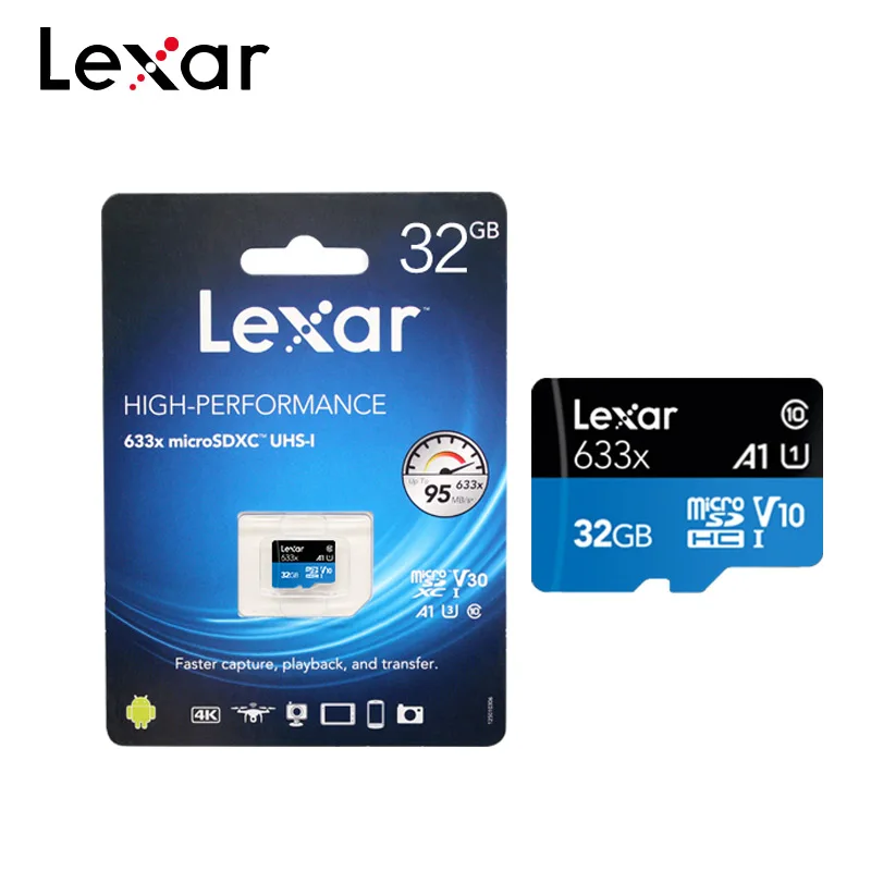 Оригинальная карта памяти Lexar 633x, высокая скорость, 95 м/с, 32 ГБ, SDXC, класс 10, карта Micro SD, 64 ГБ, 128 ГБ, 256 ГБ, U3, UHS-I, V30, TF, Microsd