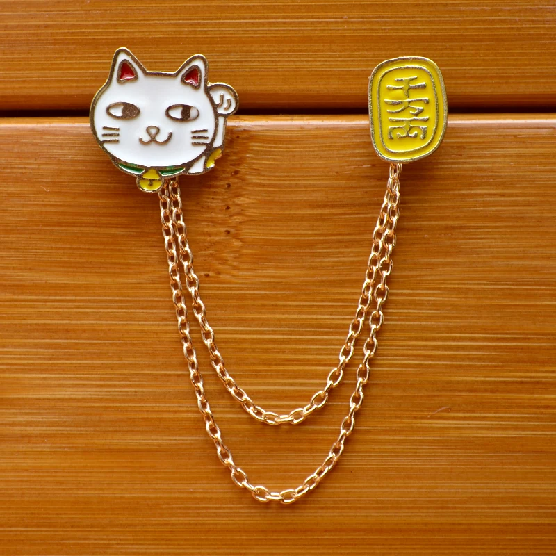 Брошь металлическая 1 шт. Мультяшные Броши с кошкой Фортуны металлические значки