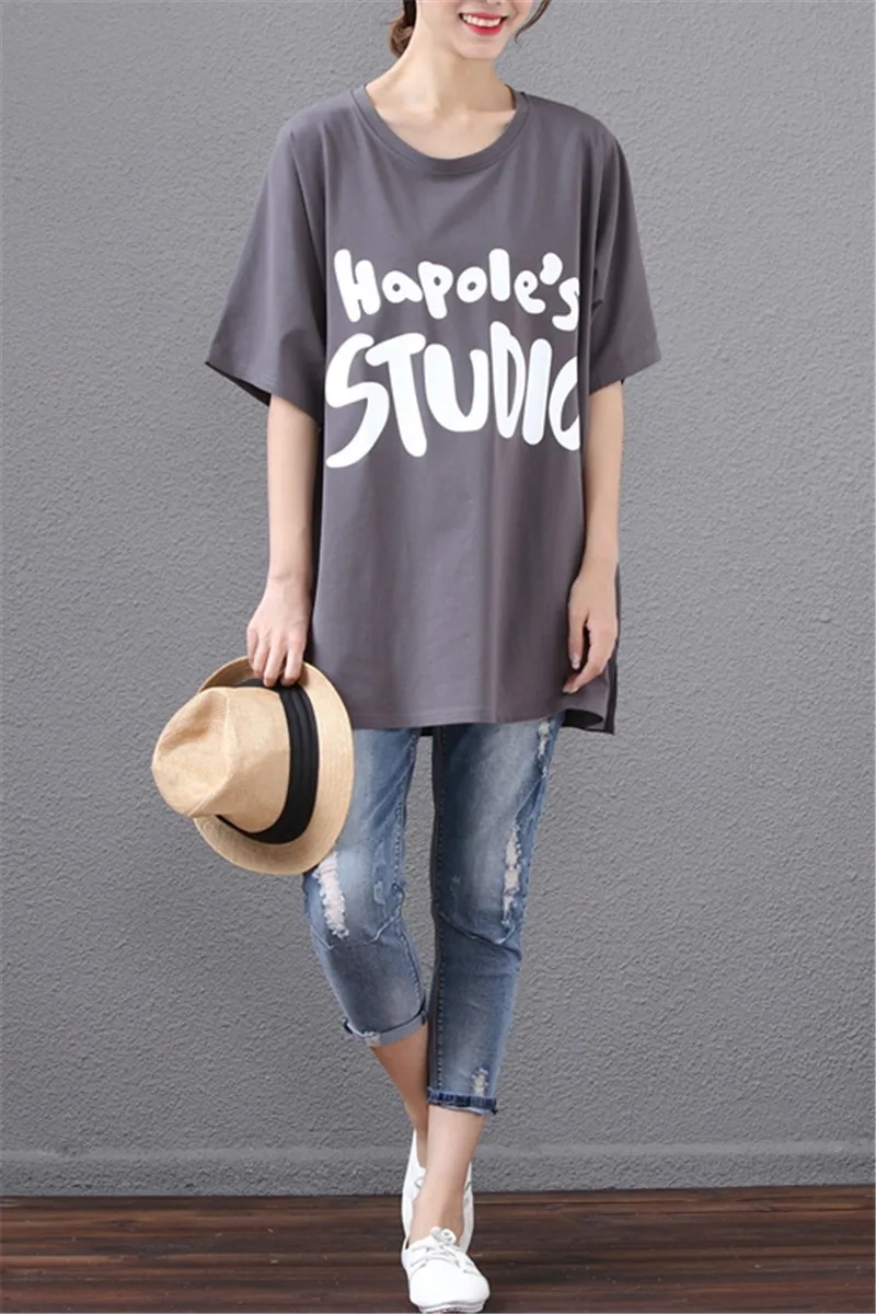 2021 летнее платье размера плюс с коротким рукавом женская футболка буквенным