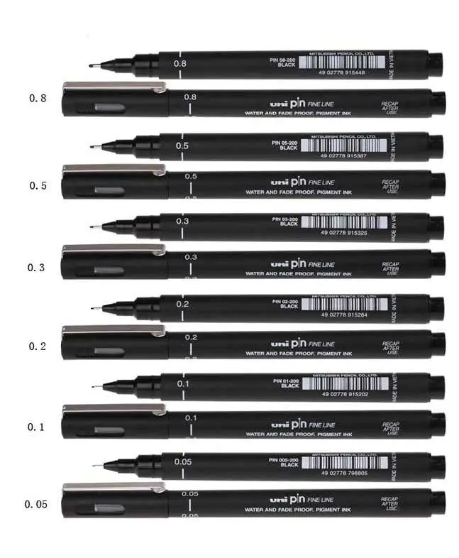 Uni PIN 200 пигма Микрон ручка для рисования черная тонкая линия игольчатая точка