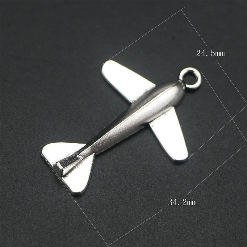 

Hot selling 6 Pieces/Lot 24.5*34.2mm antique sliver plane airplane charms diy handmade craft pandents jewelry making