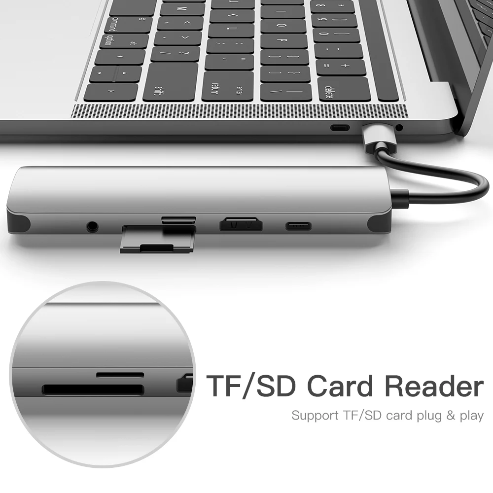 Msvii USB C концентратора 9 в 1 с Тип-C для MacBook Pro 3USB 3 0 HDMI RJ45 сети Ethernet Micro SD TF считыватель
