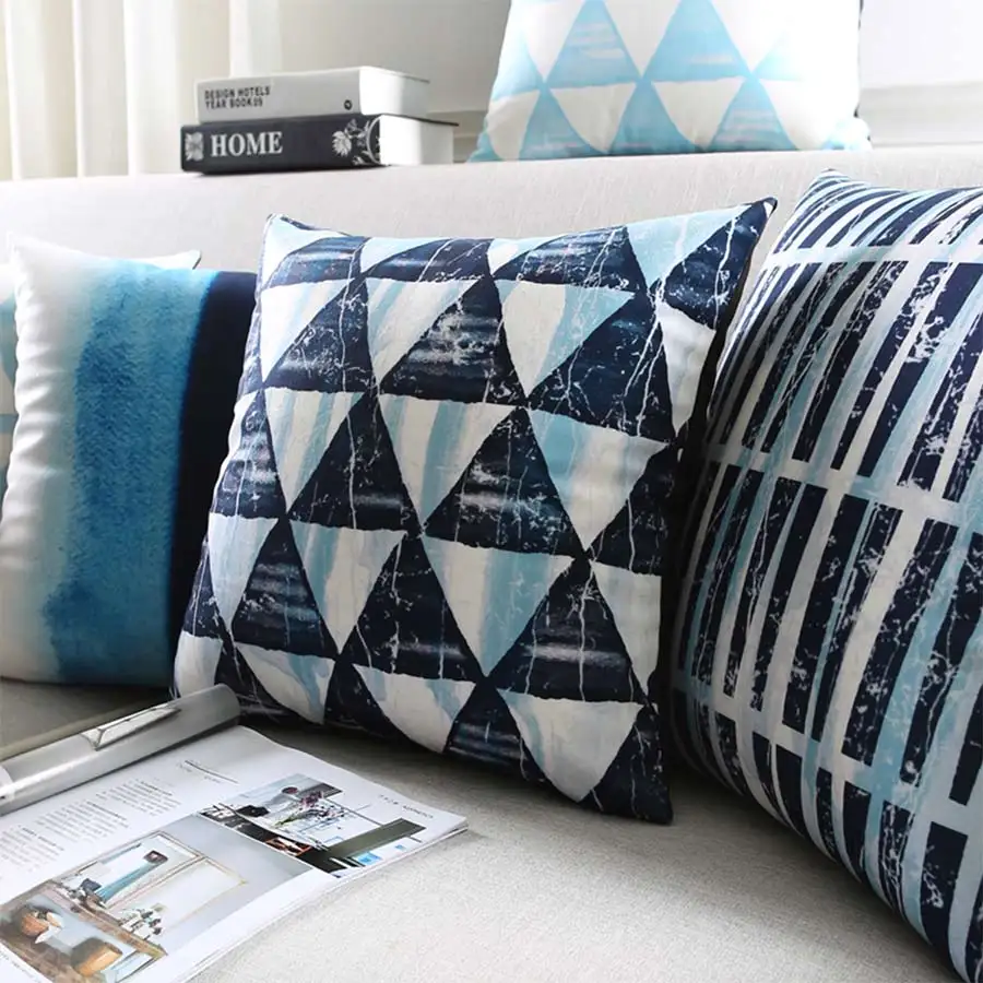 Бесплатная доставка! Геометрическая синяя квадратная Подушка/Чехол almofadas 45 53 30x50