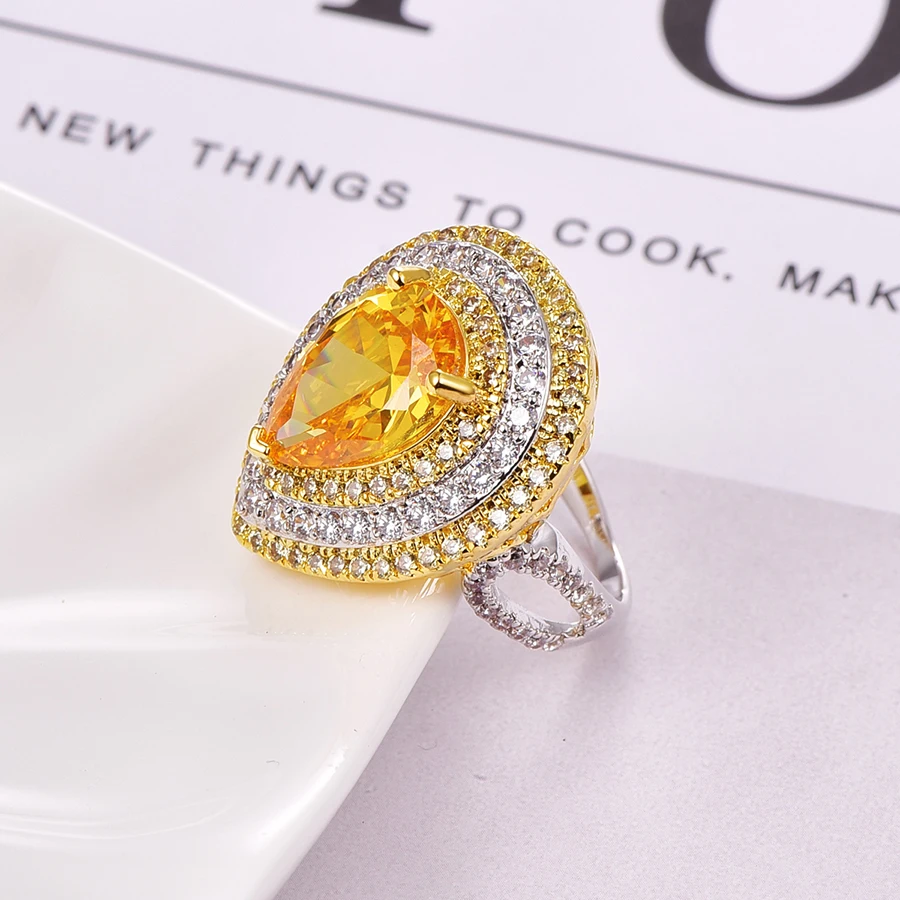 Бренд malanda Роскошный желтый циркон Кристалл от кольца swarovski для женщин