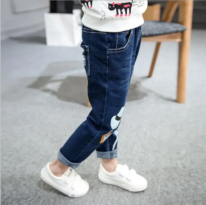 Детские штаны с изображением куклы 2016 осенние джинсы для маленьких мальчиков и