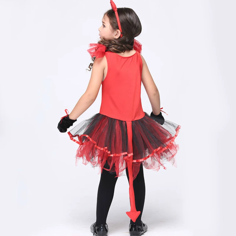 PRINCESS TUTU Fancy Devil Cat Costume Set Girls Halloween for Kids Cosplay Party Dress Clothes Vestidos KC006 | Детская одежда и