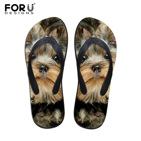 FORUDESIGNS/Новинка; Модные женские Вьетнамки без шнуровки; милые летние женские шлепанцы с изображением мопса; женская пляжная обувь на плоской подошве с объемным рисунком хаски - Цвет: 3057AB
