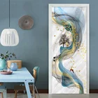 ПВХ самоклеющиеся водонепроницаемые наклейки для дверей современная абстрактная художественная линия Настенные обои для гостиной ресторана декор для дверей обои