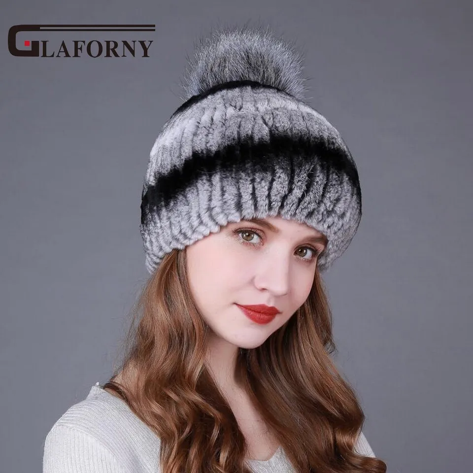 Glaforny 2017 хит продаж стильные женские шапки из натурального меха вязаные кролика