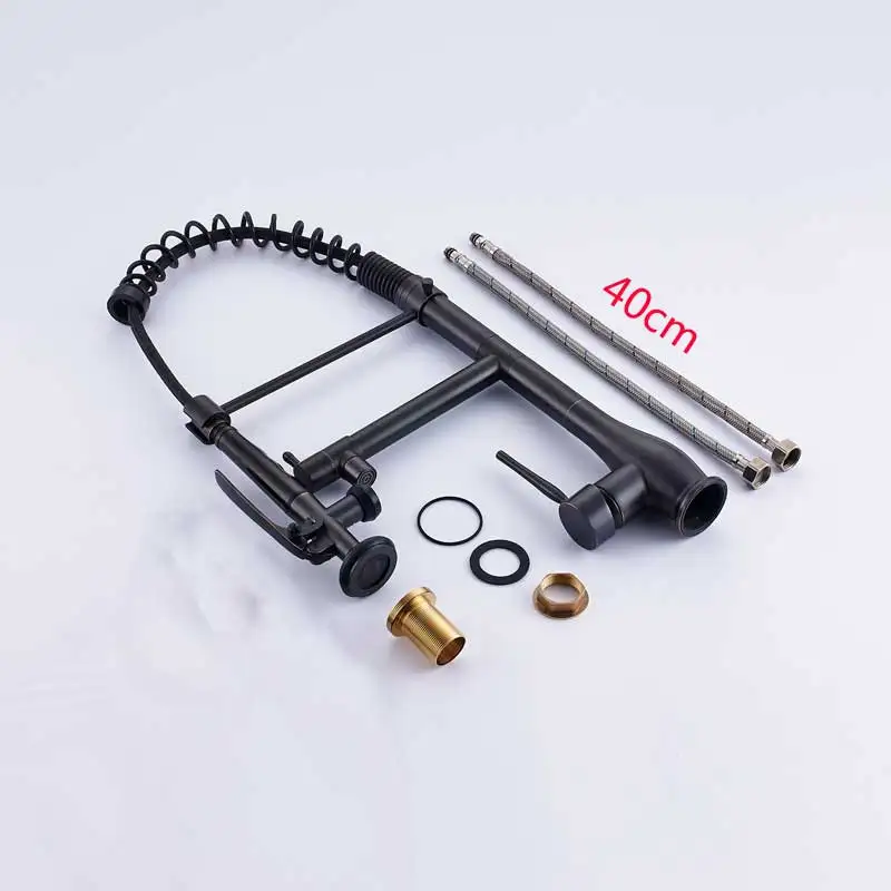Black Bronze Pull вниз Весна кухня кран на бортике Черный Ванная комната кухня краны горячей и холодной воды Латунь Handsfree Showerhead с замком - Цвет: Black Bronze