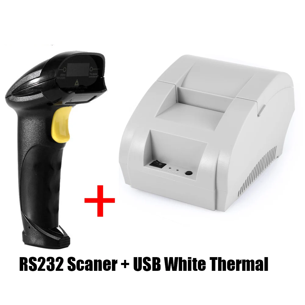 RS232 Scaner Printer Самый дешевый высококачественный проводной сканер штрихкодов Поддержка RS232 USB 58 мм Термопринтер для POS принтера для POS системы RS232 - Цвет: RS232 Scaner Printer