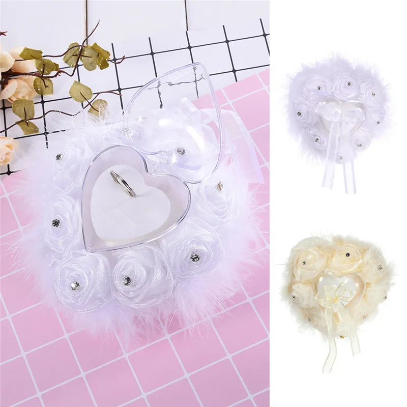 Элегантный дизайн сердца Свадебные сувениры кольцо коробка с розовым кристаллом