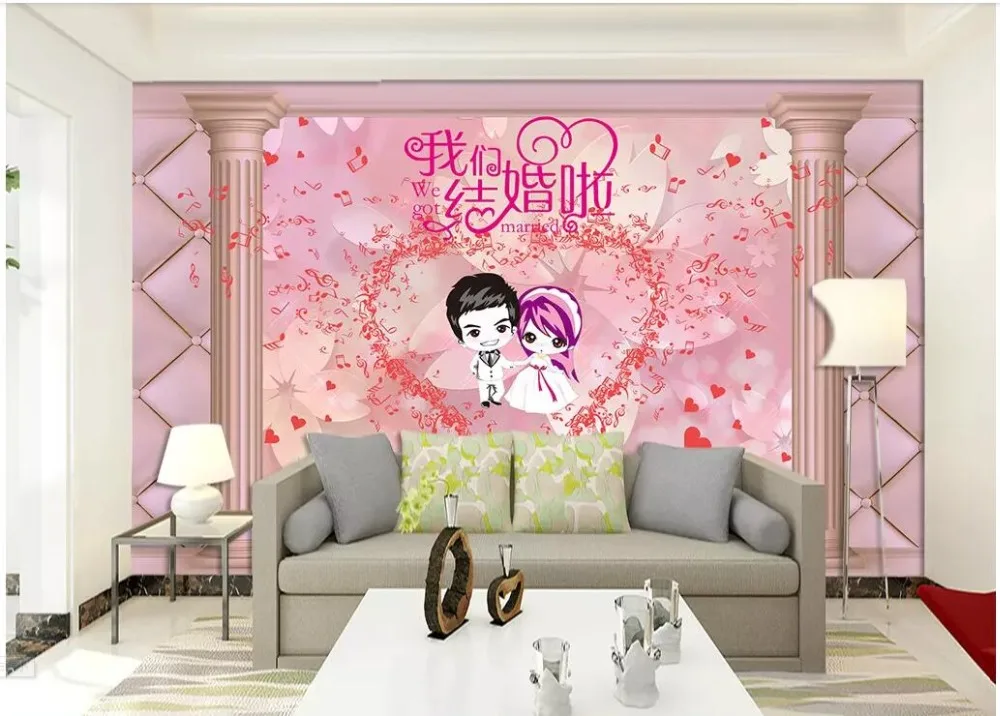 3d wallpaper custom photo European red festive wedding love background decor living room wall murals for walls 3 d | Обустройство