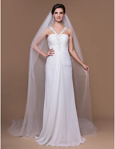 Свадебная фата длиной 3 метра свадебная для собора белый однослойный свадебный