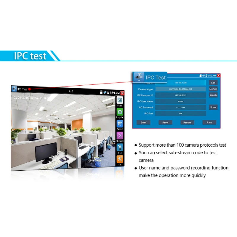 Ручной тестер видеонаблюдения Onvif 4 3 дюйма SDI IP AHD CVI TVI HDMI H.265 4K|cctv monitor|cctv camera monitortvi