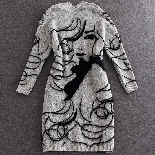 Женский шерстяной свитер модный кашемировый кардиган средней длины свободный