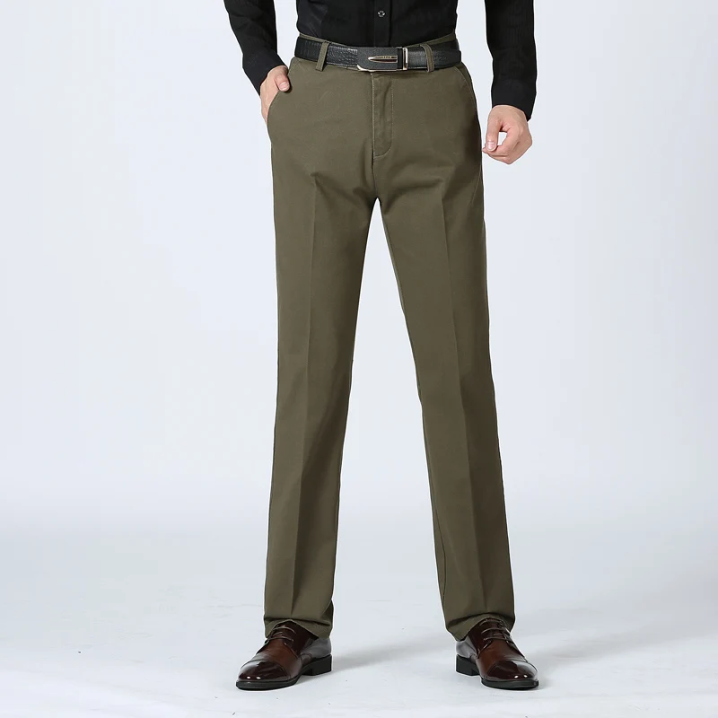 Business Suit Pants Winter Men Fleece Classic Warm Thick Hot Autumn Straight Stretch Male Trousers Cotton Solid Casual Zipper | Мужская