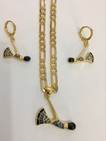 handmade crystal axe pendan necklaces earrings gold bag blium jewellery set papua new guinea wedding party women girls gifts
