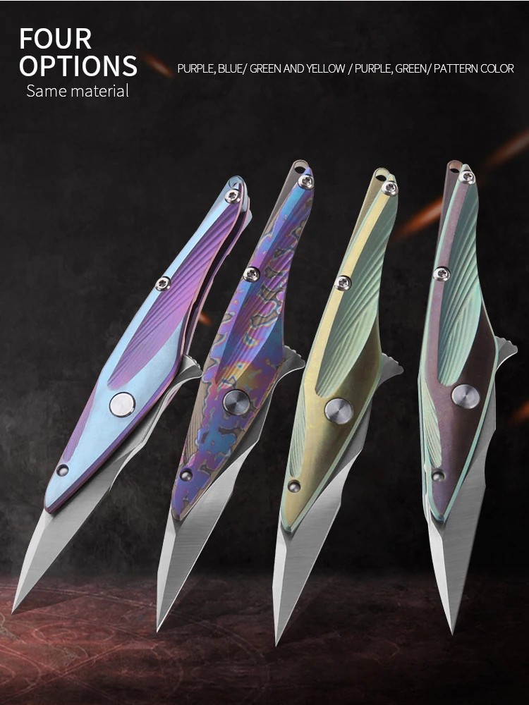 Petrified fish Pocket Knife S35VN Blade Ball Bearing Titanium Handle Tactical Folding Knife Letter Opener Tool Utilily Knife