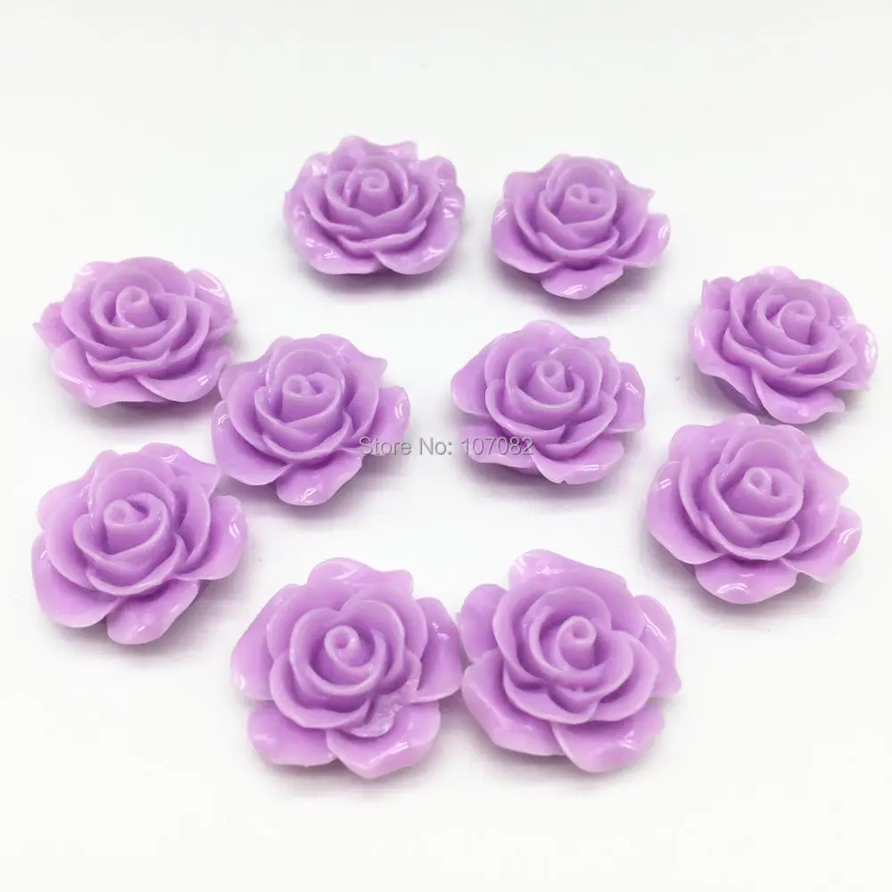 

50pcs 20mm Lilac Resin Rose Flowers Flatbacks Embellishments DIY Cabochons Scrapbooking Vintage Crafts Cardmaking