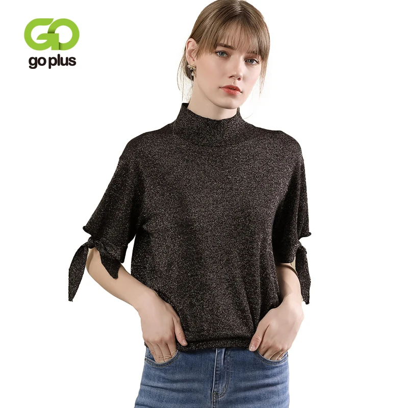 GOPLUS 2019 зимние на шнуровке с бантом вязаный свитер Для женщин Водолазка короткий